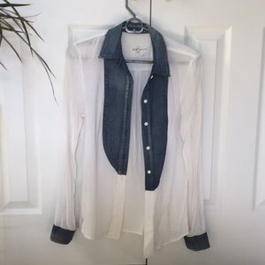 BCBGeneration denim and white button down